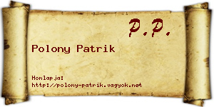 Polony Patrik névjegykártya